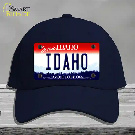 Scenic Idaho Novelty License Plate Hat Cotton / Navy