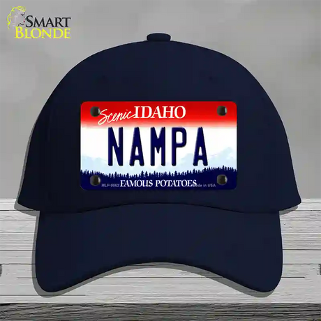 Nampa Idaho Novelty License Plate Hat Cotton / Navy