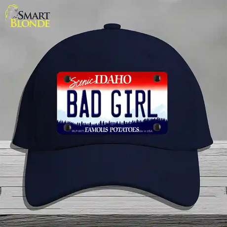 Bad Girl Idaho Novelty License Plate Hat Cotton / Navy