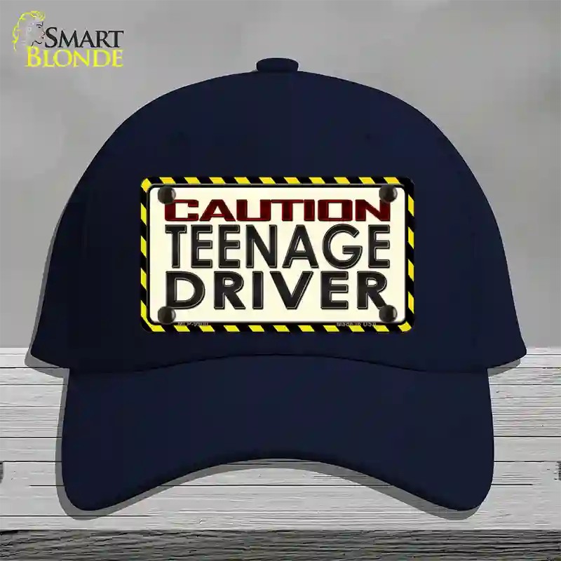 Caution Teenage Driver Novelty License Plate Hat Cotton / Navy