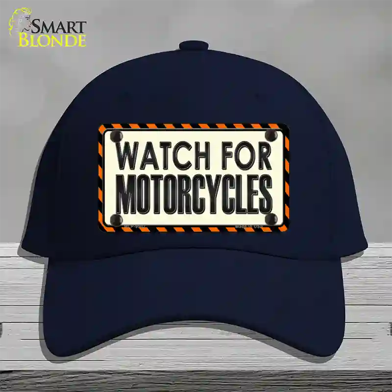 Watch For Motorcycle Novelty License Plate Hat Cotton / Navy