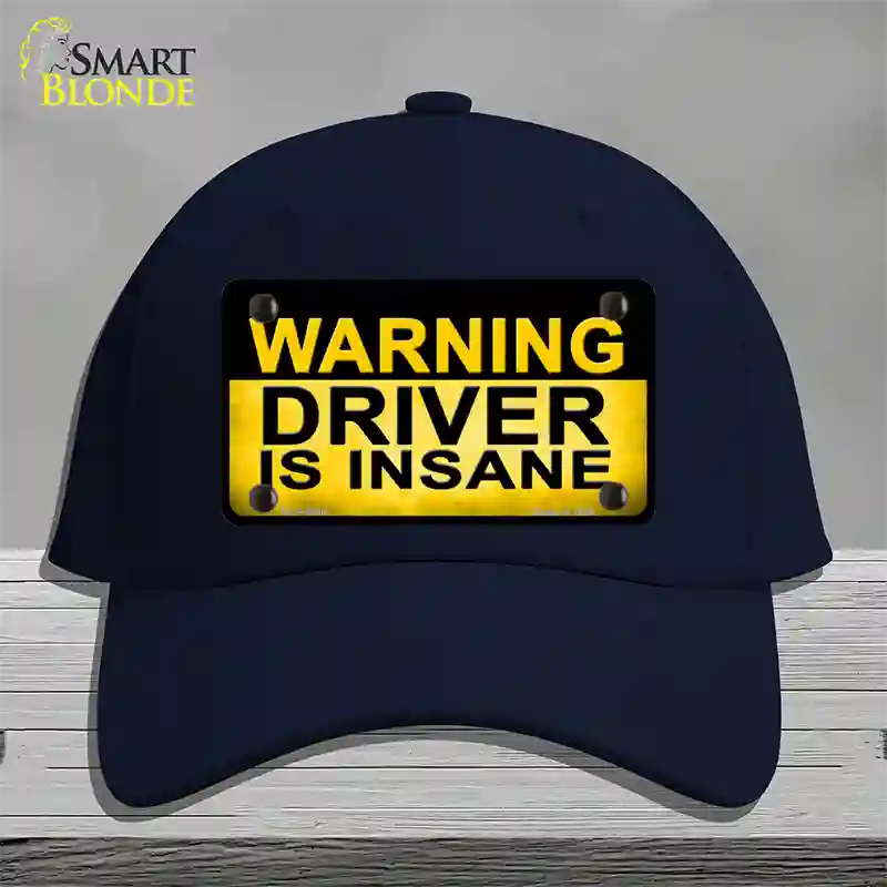 Warning Driver Insane Novelty License Plate Hat Cotton / Navy