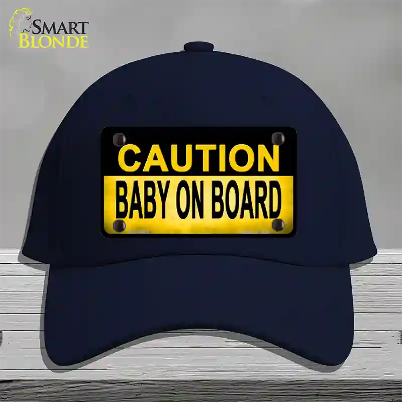 Caution Baby On Board Novelty License Plate Hat Cotton / Navy