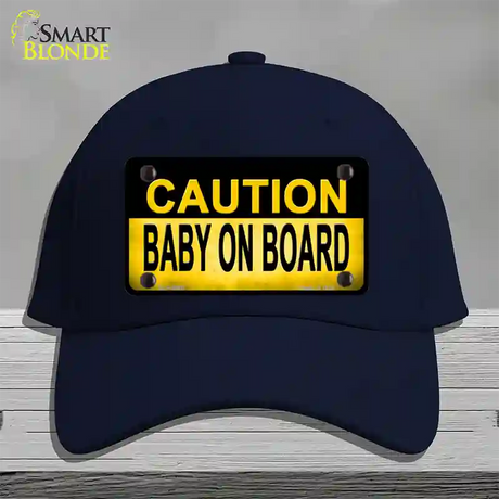 Caution Baby On Board Novelty License Plate Hat Cotton / Navy