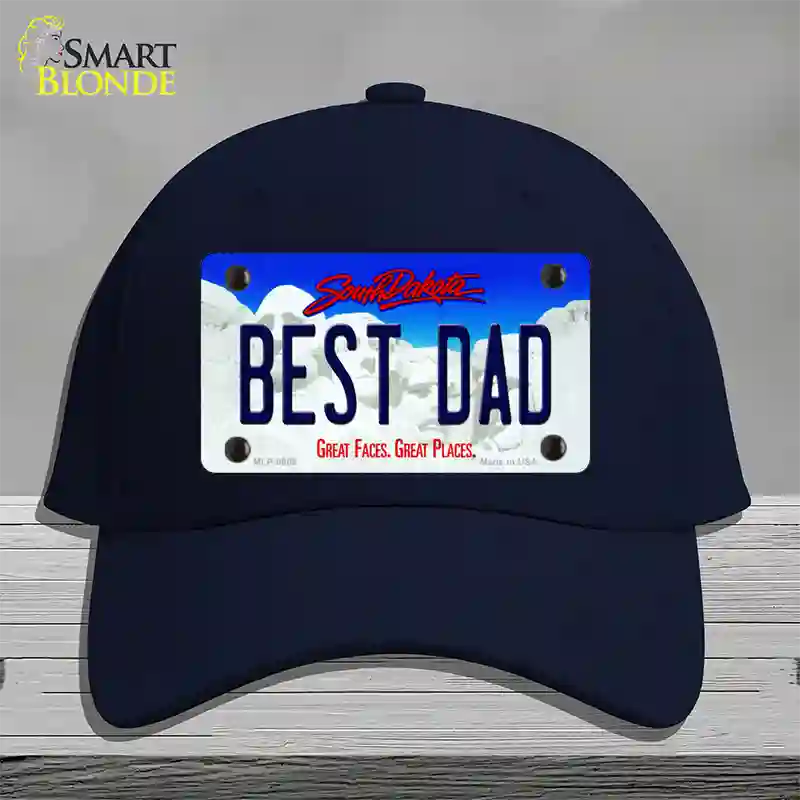 Best Dad South Dakota Novelty License Plate Hat Cotton / Navy