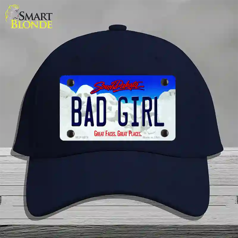 Bad Girl South Dakota Novelty License Plate Hat Cotton / Navy