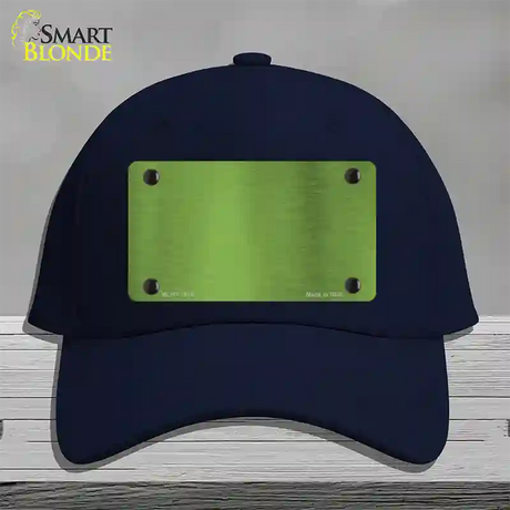 Lime Green Metallic Solid Novelty License Plate Hat Cotton / Navy