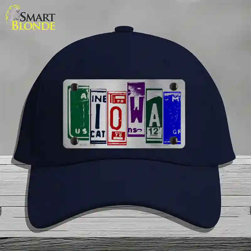 Iowa License Plate Art Novelty License Plate Hat Cotton / Navy