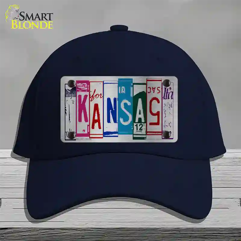 Kansas License Plate Art Novelty License Plate Hat Cotton / Navy