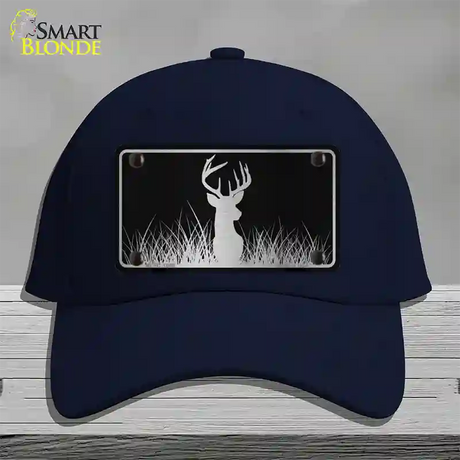 Deer Black Brushed Chrome Novelty License Plate Hat Cotton / Navy