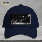 Rhino Black Brushed Chrome Novelty License Plate Hat Cotton / Navy