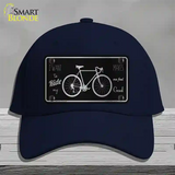 Bike Black Brushed Chrome Novelty License Plate Hat Cotton / Navy