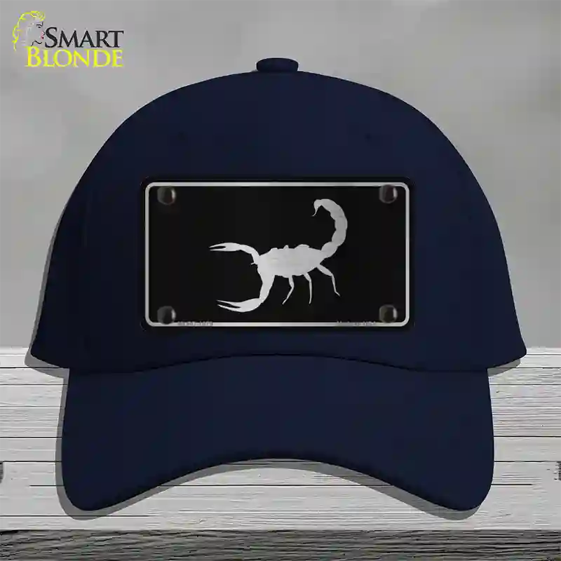 Scorpion Black Brushed Chrome Novelty License Plate Hat Cotton / Navy