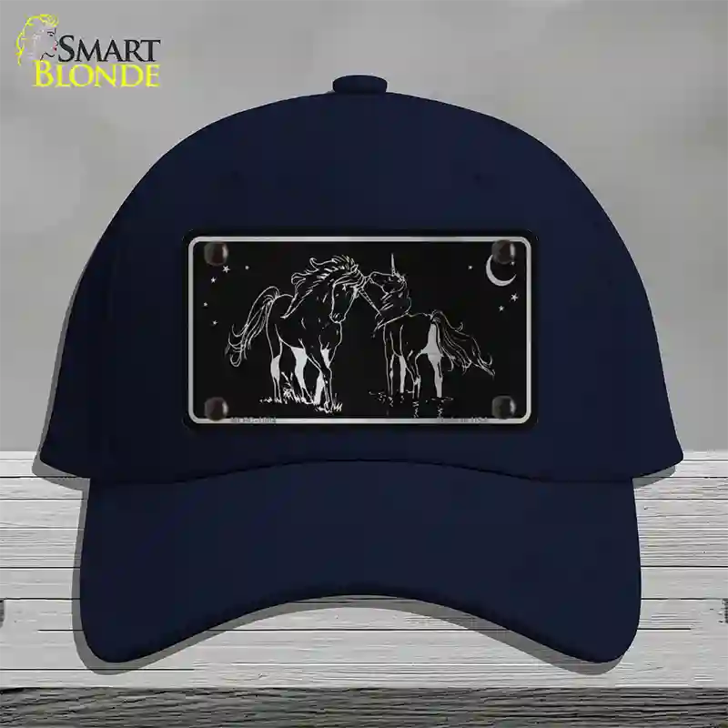 Unicorns Black Brushed Chrome Novelty License Plate Hat Cotton / Navy