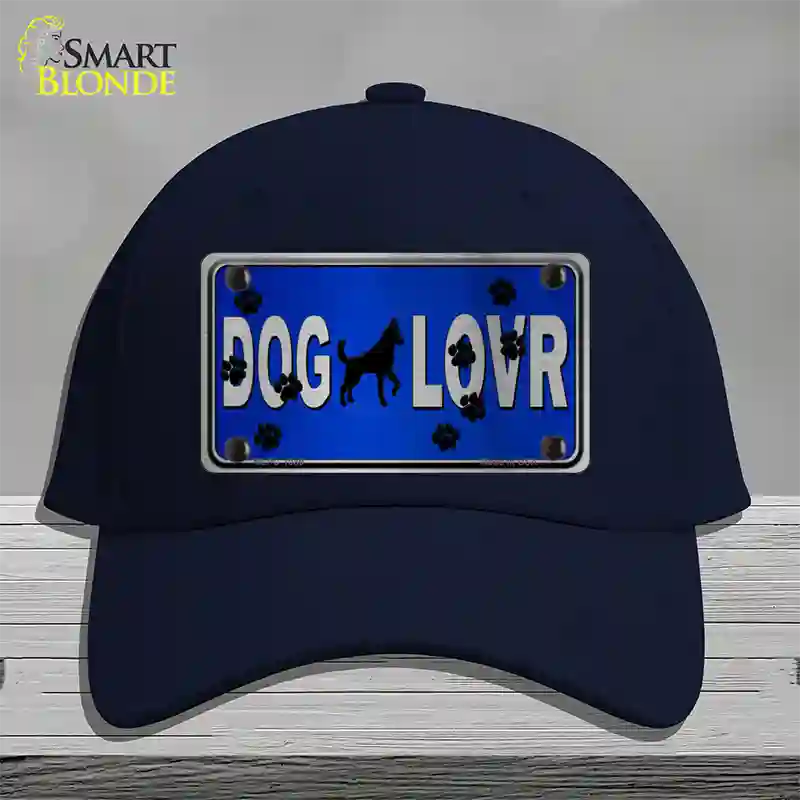 Dog Lover Blue Brushed Chrome Novelty License Plate Hat Tag Cotton / Navy