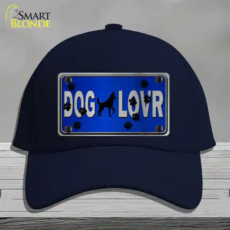 Dog Lover Blue Brushed Chrome Novelty License Plate Hat Tag Cotton / Navy