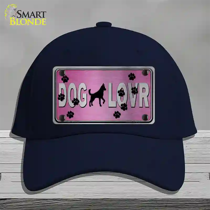 Dog Lover Pink Brushed Chrome Novelty License Plate Hat Tag Cotton / Navy