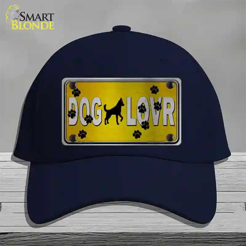 Dog Lover Yellow Brushed Chrome Novelty License Plate Hat Tag Cotton / Navy