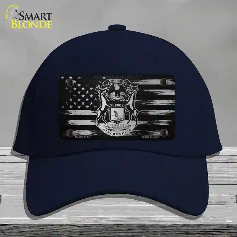 Michigan Carbon Fiber Novelty License Plate Hat Cotton / Navy