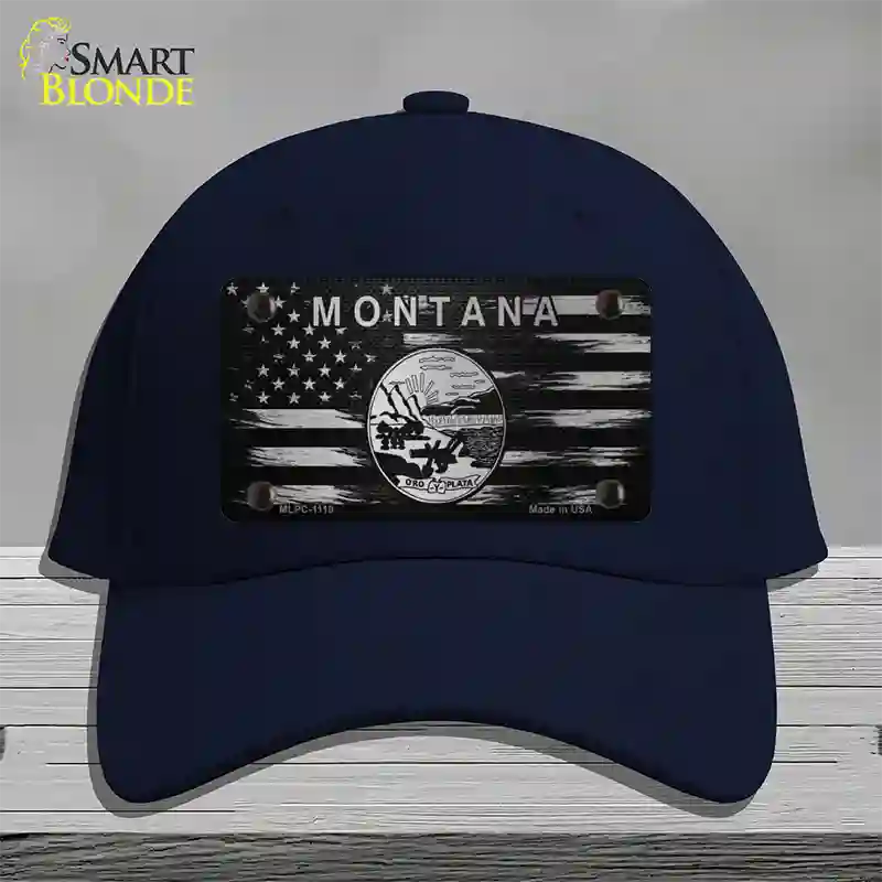 Montana Carbon Fiber Novelty License Plate Hat Cotton / Navy