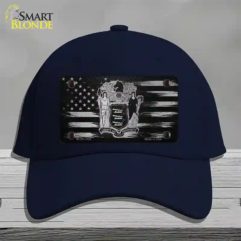 New Jersey Carbon Fiber Novelty License Plate Hat Cotton / Navy