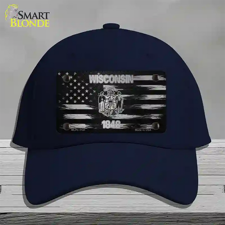 Wisconsin Carbon Fiber Novelty License Plate Hat Cotton / Navy