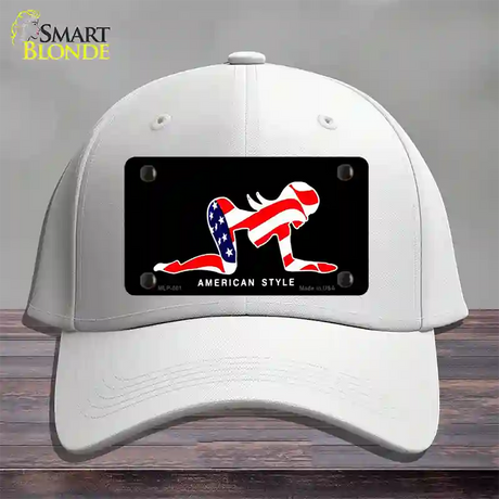 American Style Sexy Flag Pose Novelty License Plate Hat Cotton / White