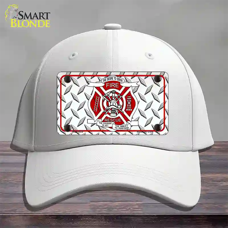 Fire Fighter Rescue Novelty License Plate Hat Cotton / White