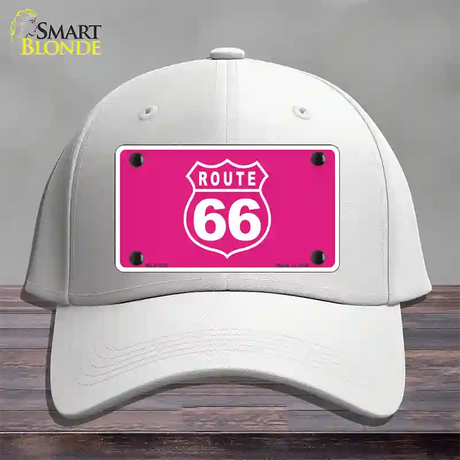 US Route 66 Pink Novelty License Plate Hat Cotton / White