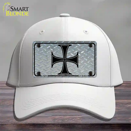 Maltese Cross Novelty License Plate Hat Cotton / White