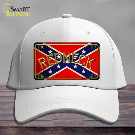 Redneck Confederate Flag Novelty License Plate Hat Cotton / White