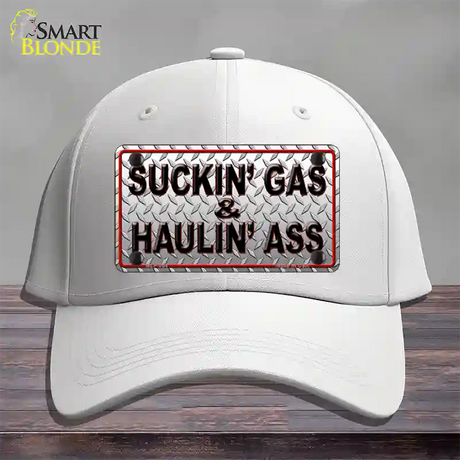 Suckin Gas and Haulin Ass Novelty License Plate Hat Cotton / White