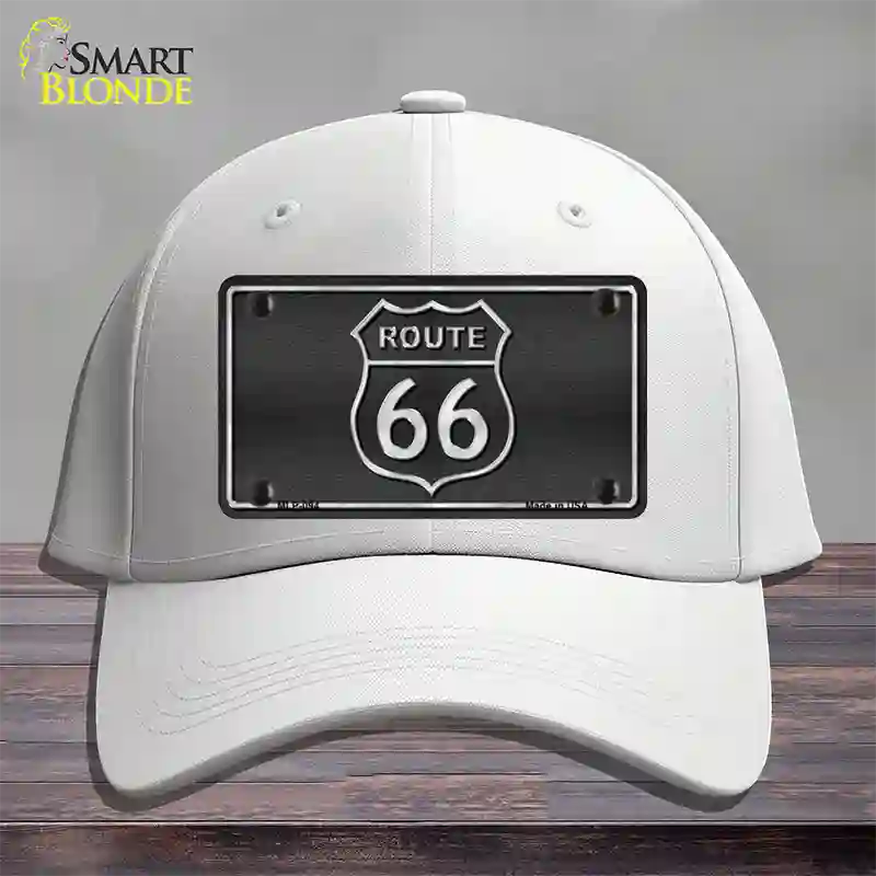 Route 66 Shield Black Novelty License Plate Hat Cotton / White