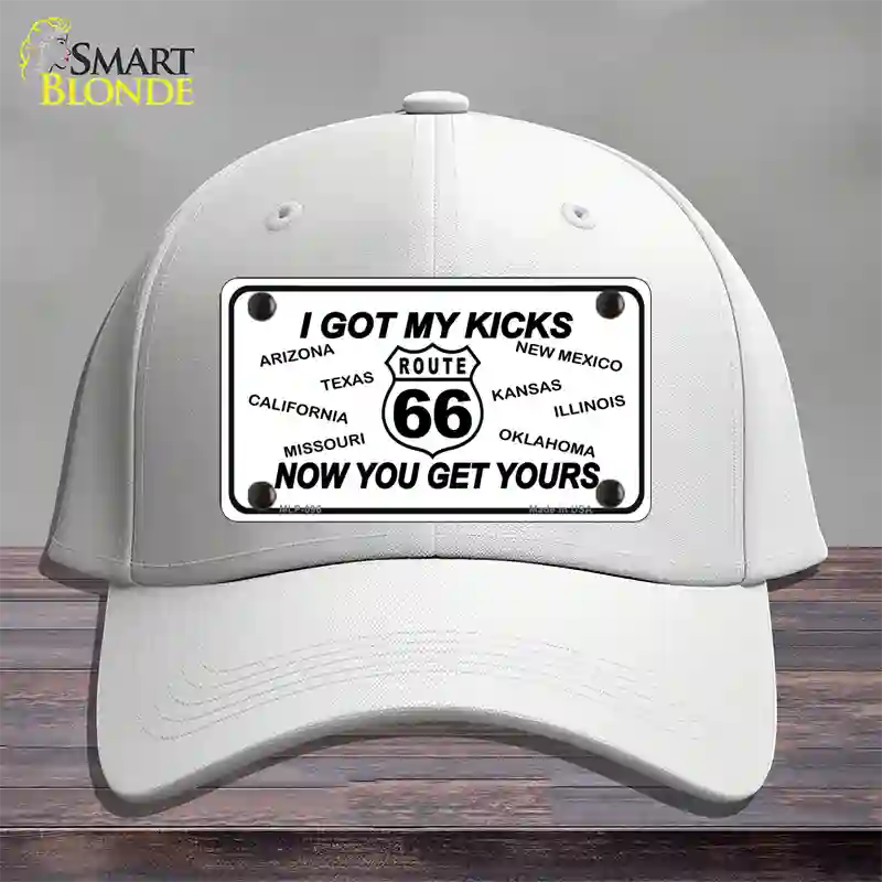 I Got My Kicks Novelty License Plate Hat Cotton / White