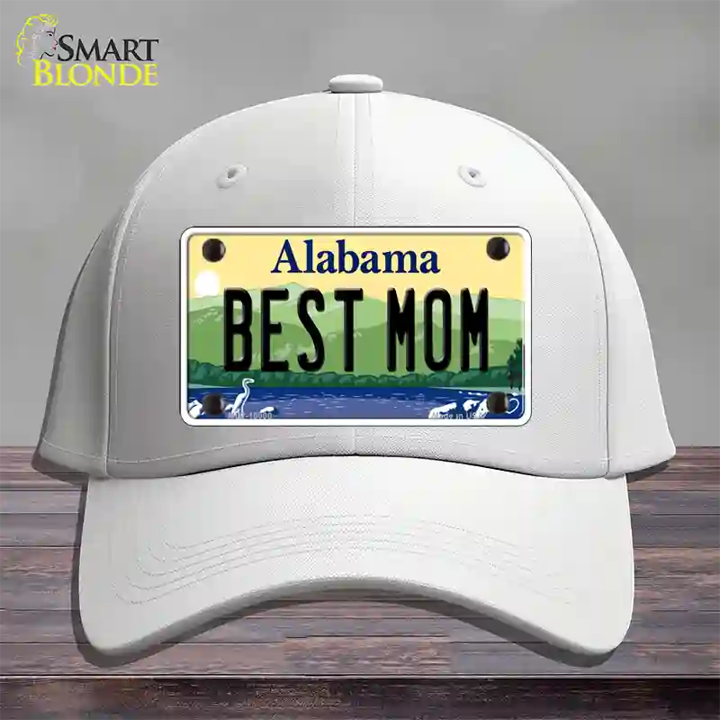 Best Mom Alabama Novelty License Plate Hat Cotton / White