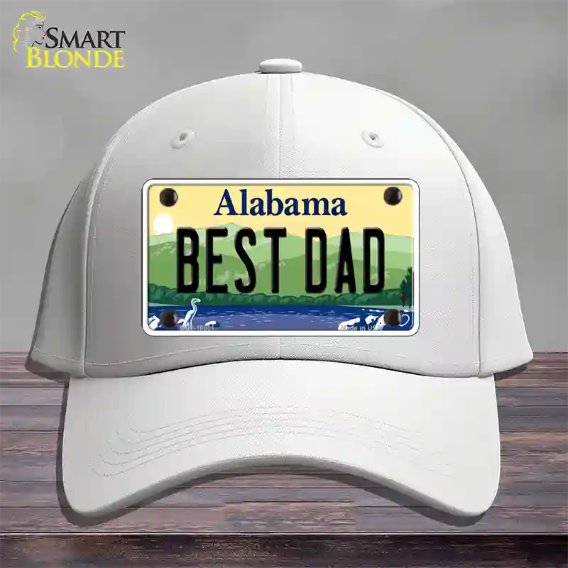 Best Dad Alabama Novelty License Plate Hat Cotton / White