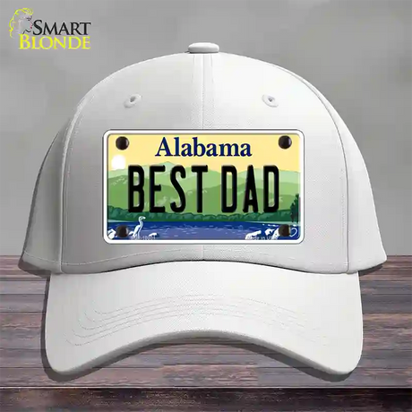 Best Dad Alabama Novelty License Plate Hat Cotton / White