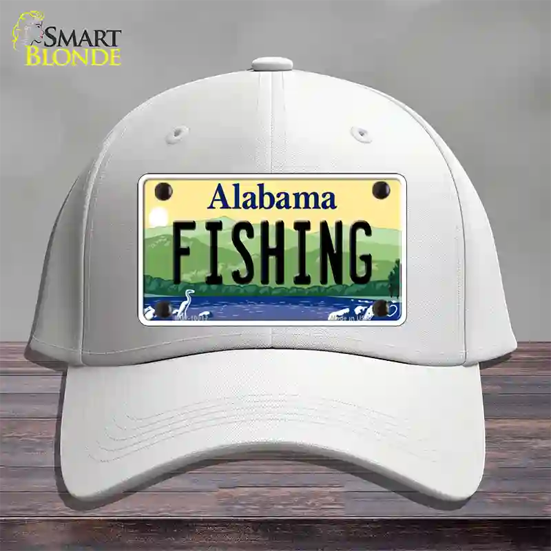 Fishing Alabama Novelty License Plate Hat Cotton / White