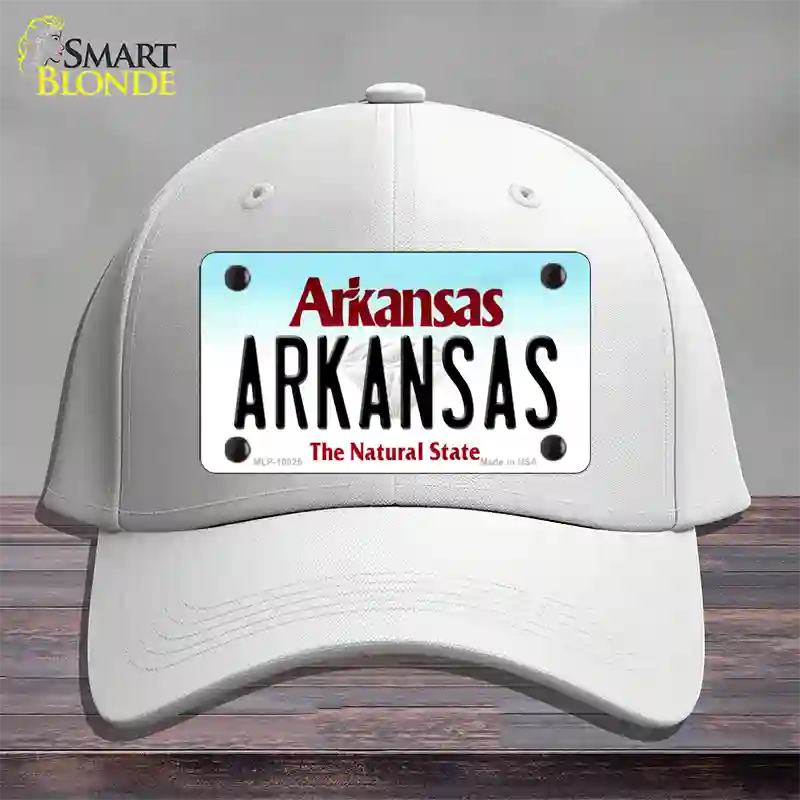 Arkansas Diamond Novelty License Plate Hat Cotton / White