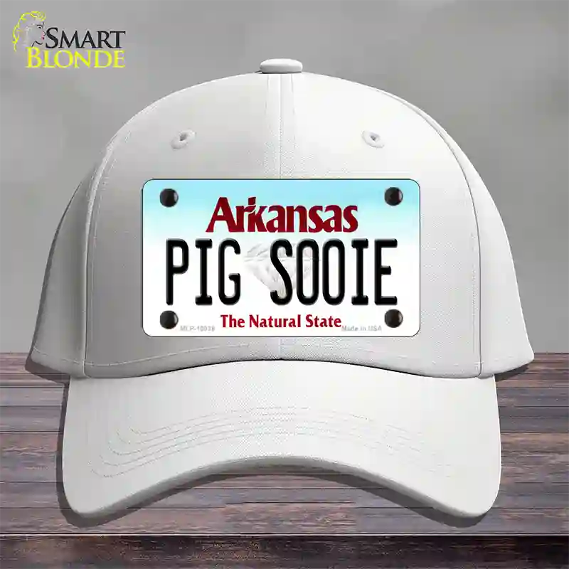 Pig Sooie Arkansas Novelty License Plate Hat Cotton / White