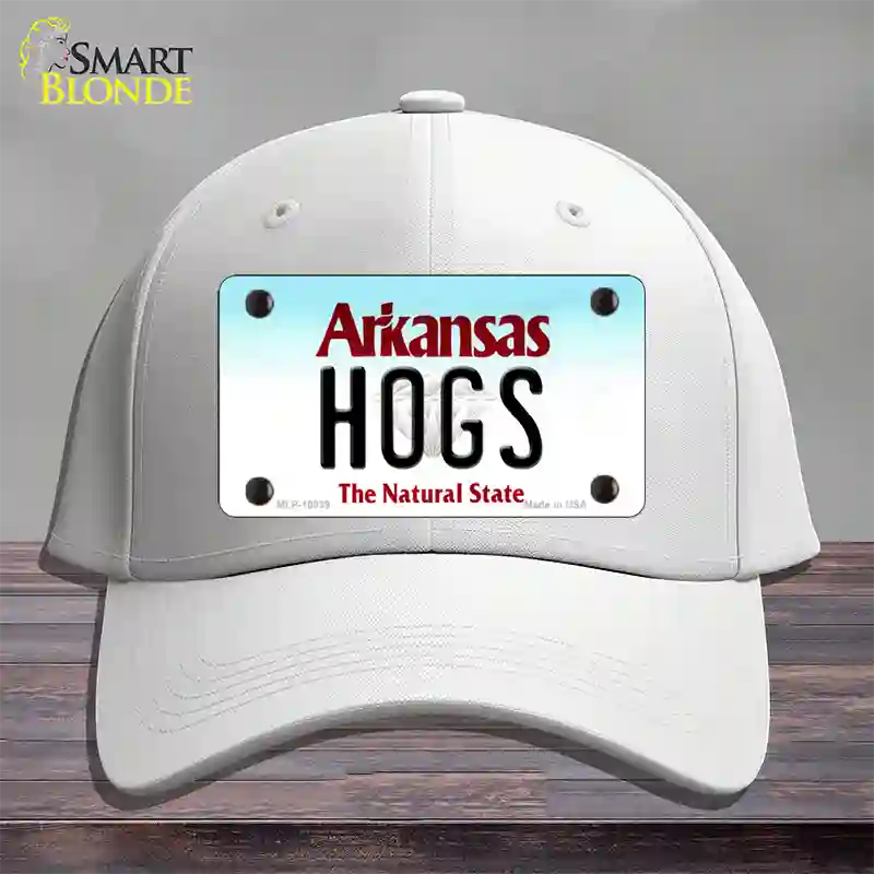 Hogs Arkansas Novelty License Plate Hat Cotton / White