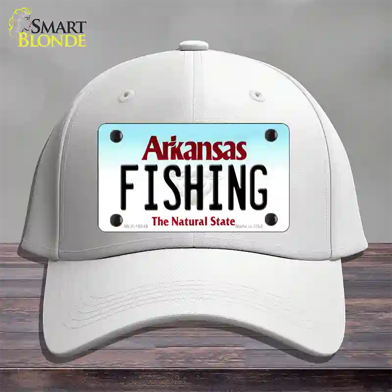 Fishing Arkansas Novelty License Plate Hat Cotton / White