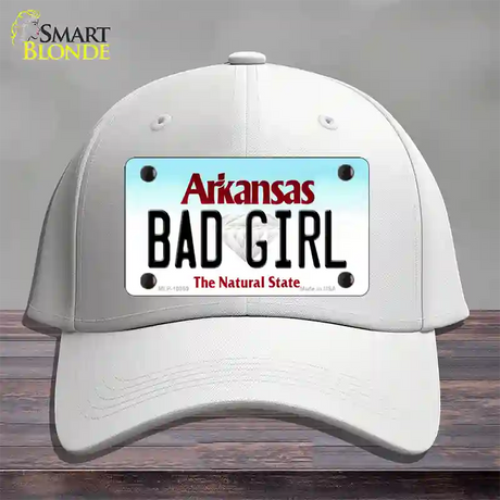 Bad Girl Arkansas Novelty License Plate Hat Cotton / White