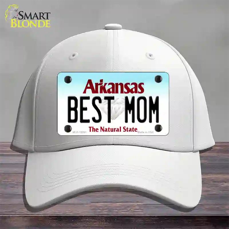 Best Mom Arkansas Novelty License Plate Hat Cotton / White