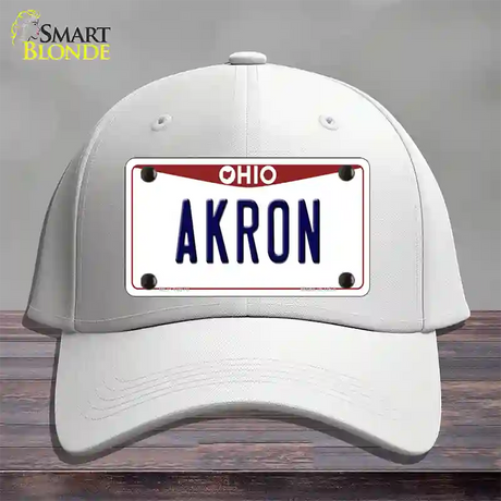 Akron Ohio Novelty License Plate Hat Cotton / White