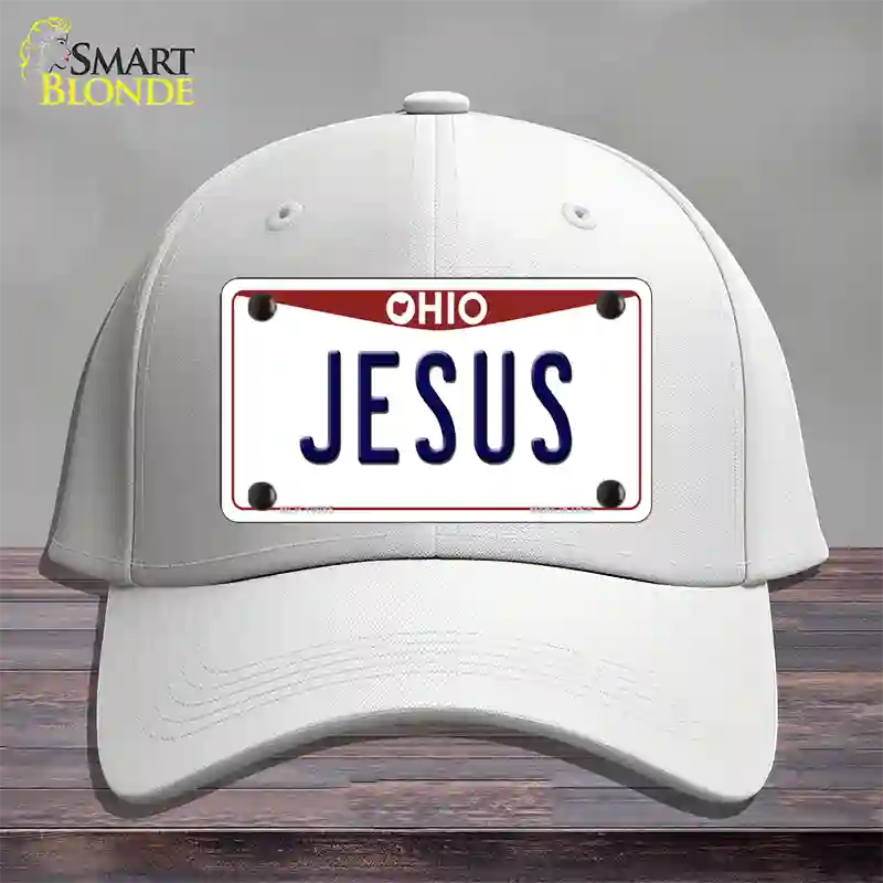 Jesus Ohio Novelty License Plate Hat Cotton / White