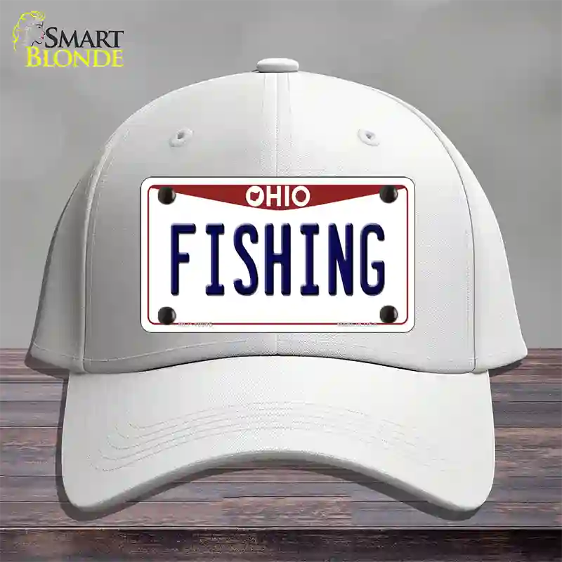 Fishing Ohio Novelty License Plate Hat Cotton / White