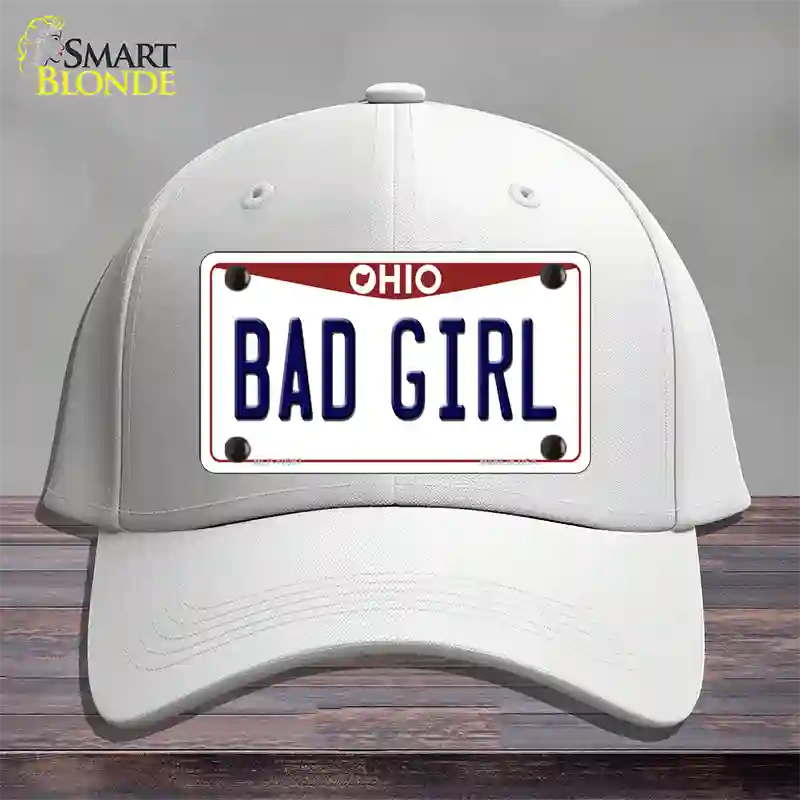 Bad Girl Ohio Novelty License Plate Hat Cotton / White