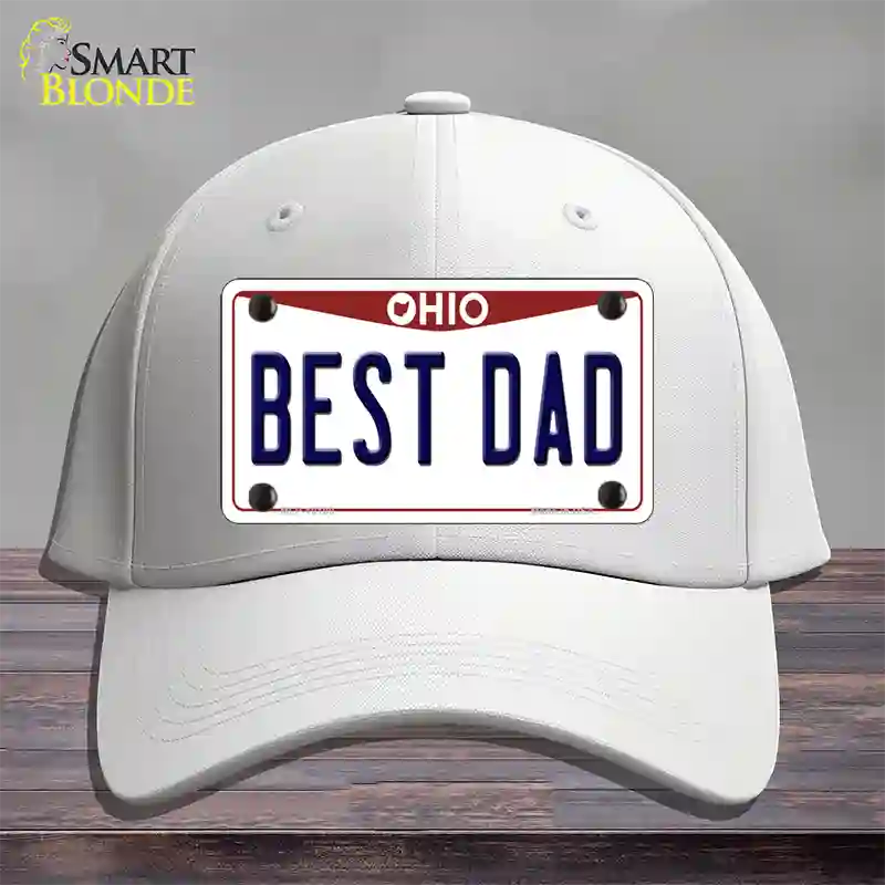 Best Dad Ohio Novelty License Plate Hat Cotton / White