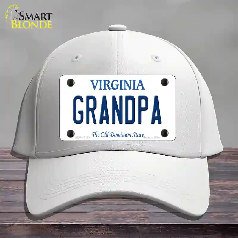 Grandpa Virginia Novelty License Plate Hat Cotton / White